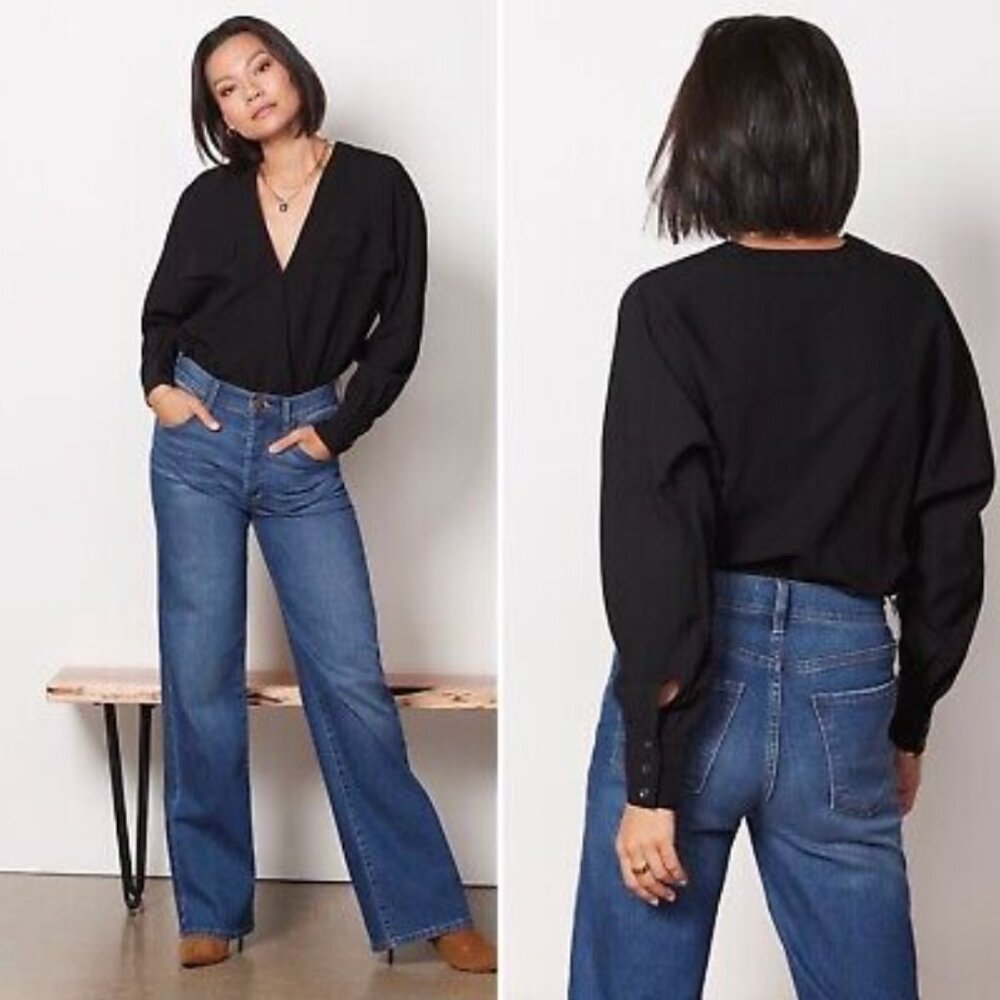 GOOD AMERICAN Black Wrap Bodysuit Size Medium